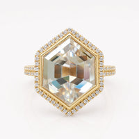 5.33 TCW Hexagon Rose Cut Dazzling Micro Pave Halo Engagement Ring