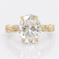 Oval Cut Moissanite Rope Pavé Ring 2.2 TCW