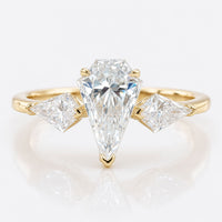 Unique 1.35 TW Spear and Kite Cut Three Stones Engagement Ring