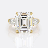 10.14 CT Emerald Krupp Cut with Side Bullet Cut Moissanite Three Stone Engagement Ring