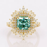3.43 TCW Radiant Cut Antique Victorian Marquise Baguette Halo Engagement Ring