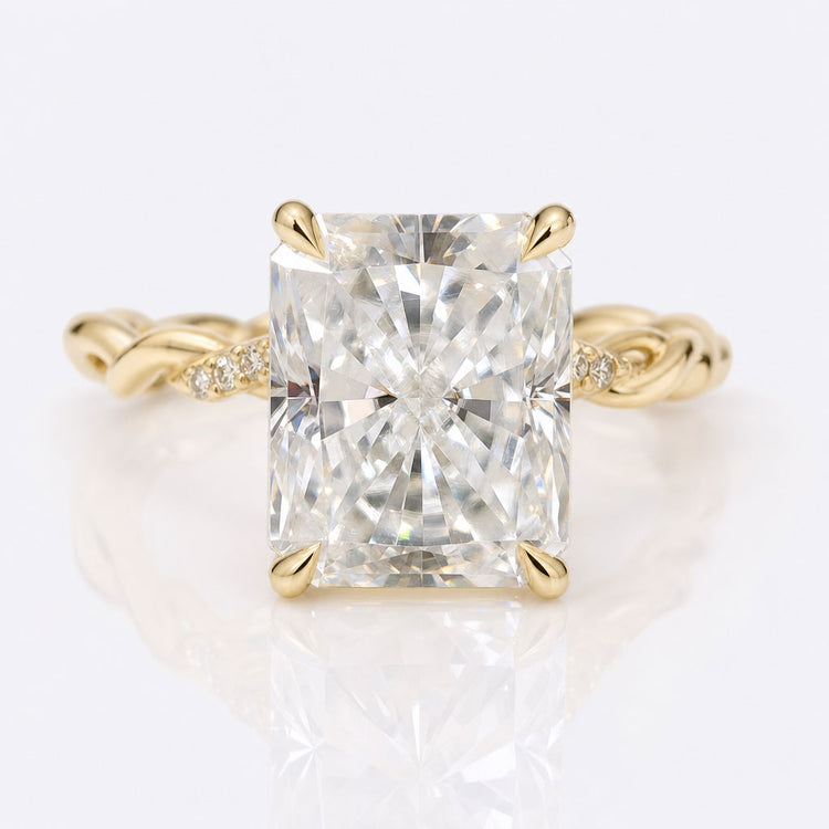Radiant Moissanite Twisted Pavé Ring 4.1 CT