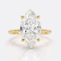 3.92 TCW Marquise Moissanite Twisted Hidden Halo Engagement Ring