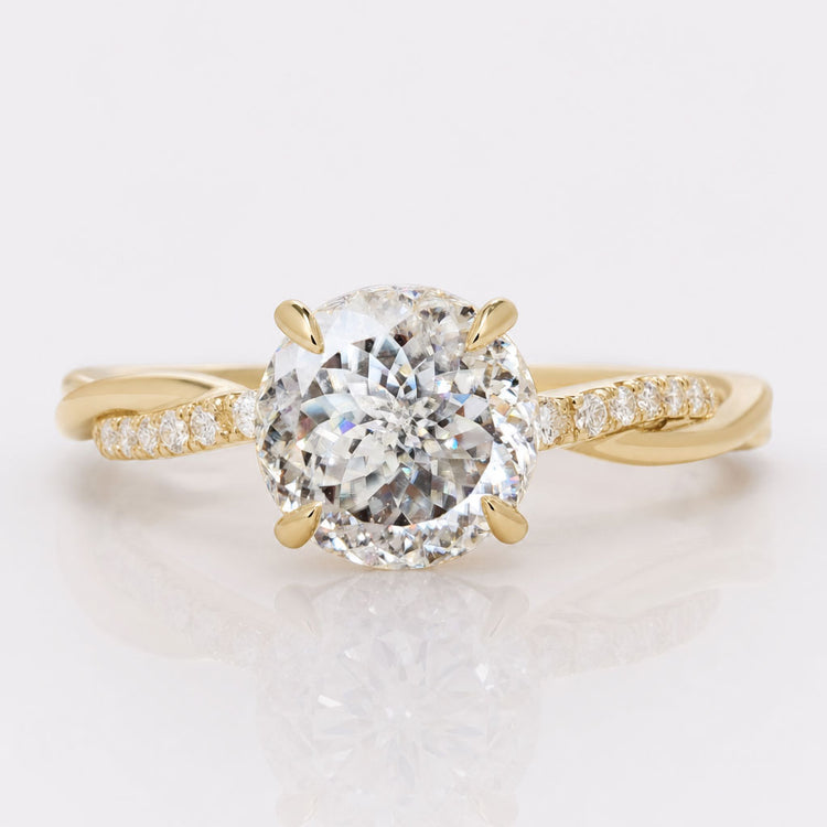 2.14 TW Portuguese Cut Contemporary Twisted Shank Moissanite Ring