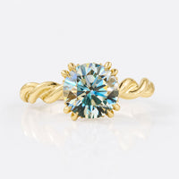 1.18 CT Round Cut Cyan Blue Moissanite Solitaire Ring, Moissanite Engagement Ring