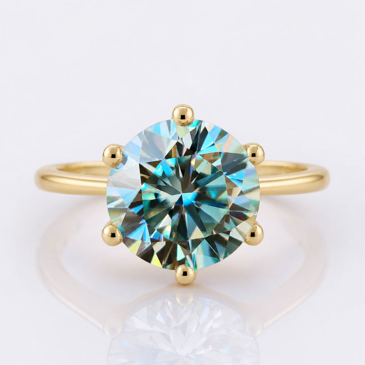 3.15 TCW Round Cut Cyan Blue Moissanite Solitaire Engagement Ring