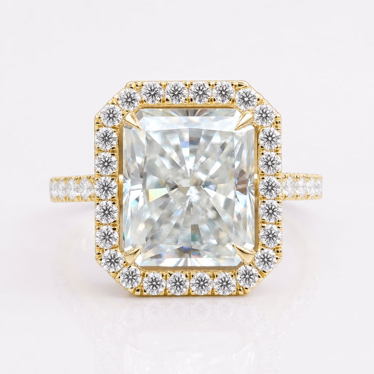4.41 TCW Radiant Cathedral Set Hidden Halo Pave Set Engagement Ring