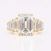 Vintage style 12.12 TW Emerald Cut Unique Pave Set Moissanite Wedding Ring