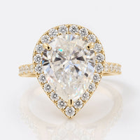 Amazing 3.50 CT Tear Drop Hidden Halo Pave Set Moissanite Engagement Ring