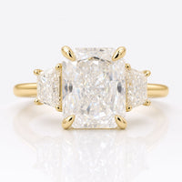 2.72 TW Radiant Trapezoid Moissanite Three Stones Engagement Ring