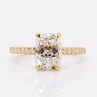 2.39 TW Cushion Divine Cut Cathedral Pave Set Unique Moissanite Engagement Ring