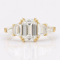 3.46 TW Emerald Cut Modern Classic Five Stones Moissanite Engagement Ring