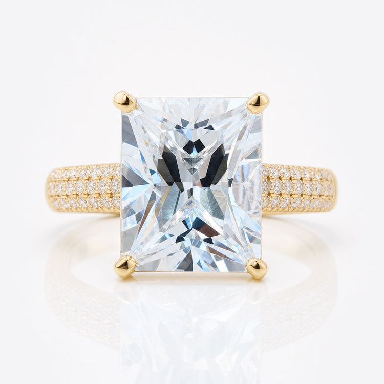 4.94 TCW Aquamarine Radiant Unique and Lovely Micro Pave Engagement Ring