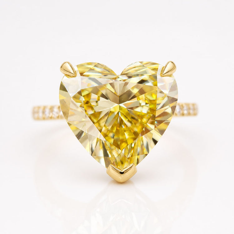 Vivid Canary Yellow 6.89 TW Heart Shape Moissanite Engagement Ring