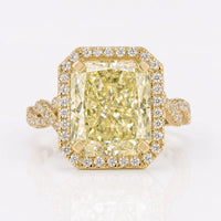 Entwined Halo Ring, 5.57 TCW Light Yellow Radiant Cut Moissanite Engagement Ring