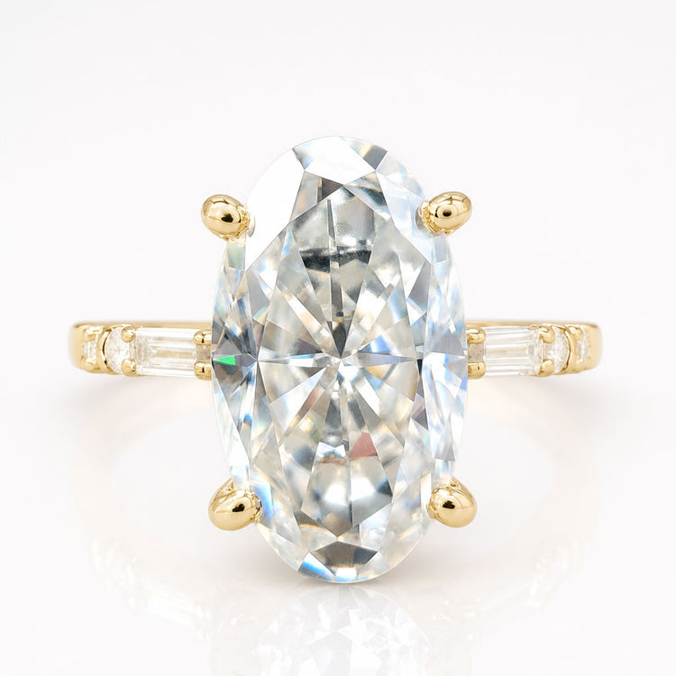 Oval Cut Near Colorless Moissanite Ring, 8.33 CT Oval Moissanite Engagement Ring