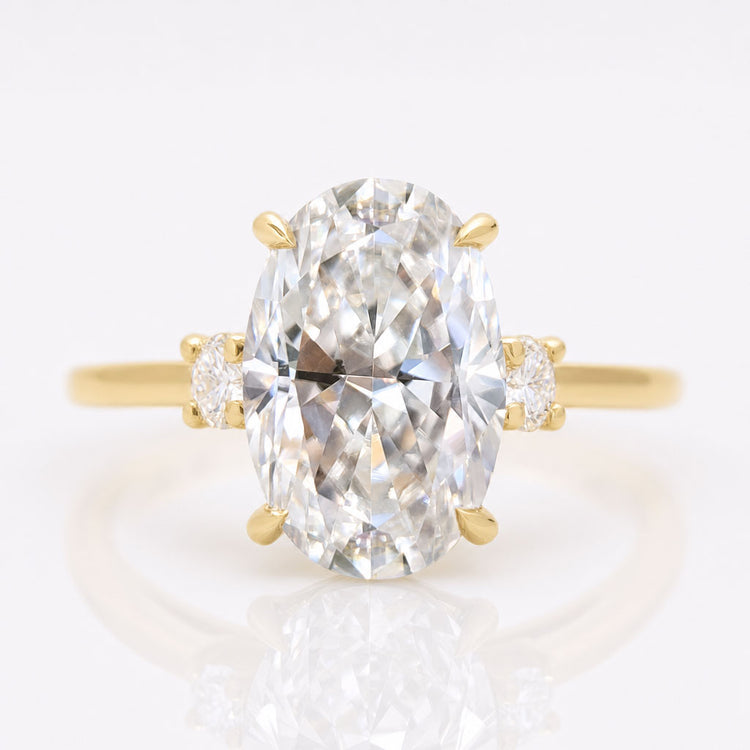 Oval Moissanite Hybrid Cut Hidden Halo Ring 3.5 CT