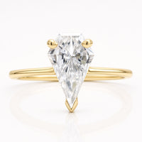 0.92 CT Unique Spear Cut Minimalist Solitaire Moissanite Ring