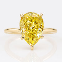 Pear Canary Yellow Moissanite Ring 2.2 CT