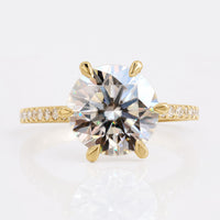 2.22 CT Round Hearts and Arrows Cut Colorless Moissanite Engagement Ring