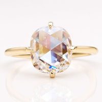 Cushion Rose Cut Moissanite Compass Setting Solitaire Ring 2 CT