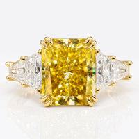 3.73 CT Radiant Cut Canary Yellow Moissanite Five Stone Engagement Ring