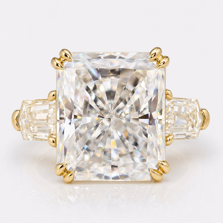 6.8 CT Radiant Cut Moissanite Three Stone Engagement Ring