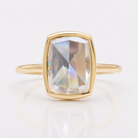 Cushion Rose Cut Moissanite Solitaire Bezel Ring 3.5 CT