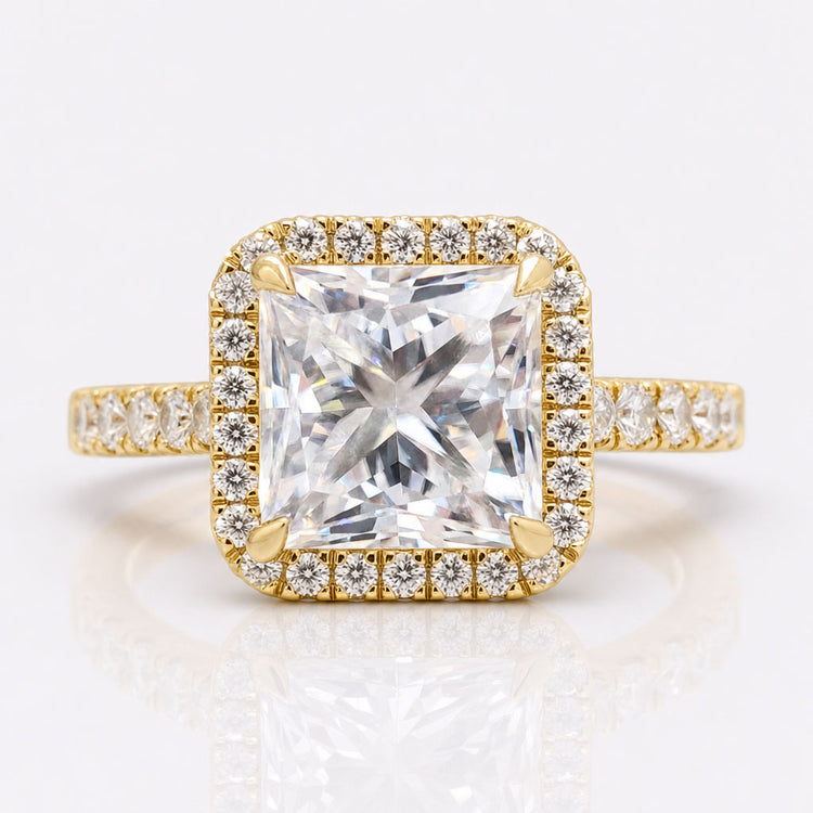 Princess Cut Moissanite Halo Pavé Ring 0.5 - 5 CT