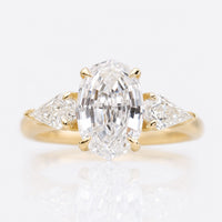 Oval Step Cut Moissanite Three Stone Ring 2 CT