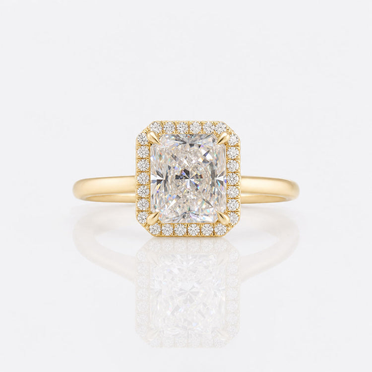 Radiant Cut Moissanite Halo Ring - 1.63 CT