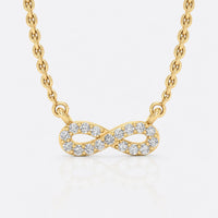 Infinity symbol lab-grown diamond pendant necklace in 14k solid yellow gold