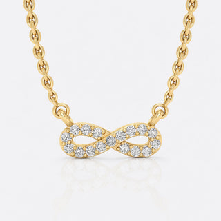 Infinity symbol lab-grown diamond pendant necklace in 14k solid yellow gold