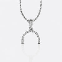 Semi-circle arch lab-grown diamond pendant necklace in 14k solid white gold