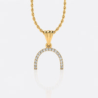 Semi-circle arch lab-grown diamond pendant necklace in 14k solid yellow gold
