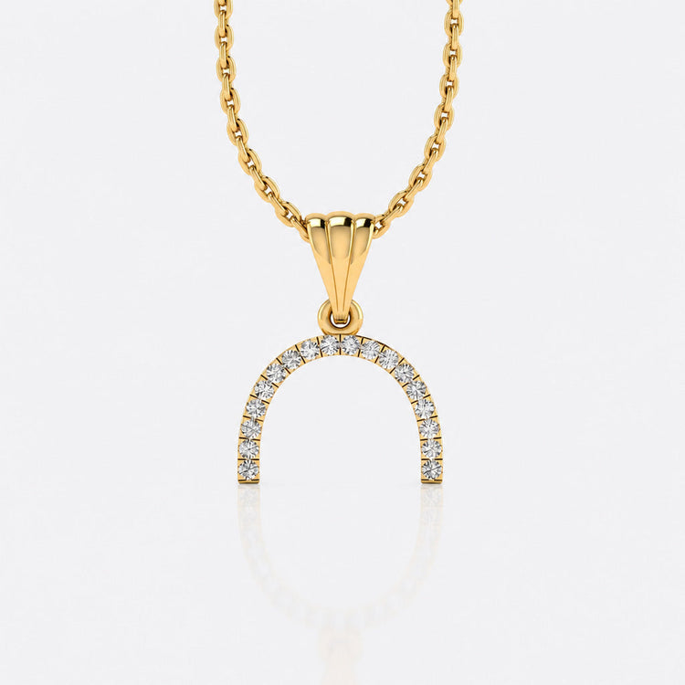 Semi-circle arch lab-grown diamond pendant necklace in 14k solid yellow gold