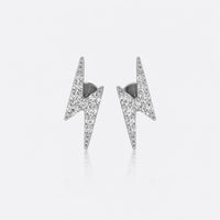 Lightning bolt lab-grown diamond stud earrings in 14k solid white gold
