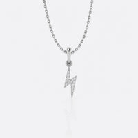 Lightning bolt lab-grown diamond pendant necklace in 14k solid white gold