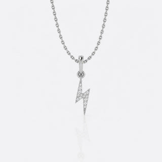 Lightning bolt lab-grown diamond pendant necklace in 14k solid white gold