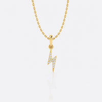 Lightning bolt lab-grown diamond pendant necklace in 14k solid yellow gold