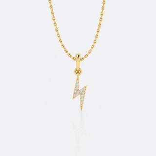 Lightning bolt lab-grown diamond pendant necklace in 14k solid yellow gold