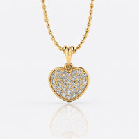 Chubby heart pave lab-grown diamond pendant necklace in 14k solid yellow gold