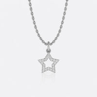 Open star lab-grown diamond pendant necklace in 14k solid white gold