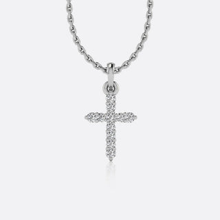 Cross lab-grown diamond pendant necklace in 14k solid white gold