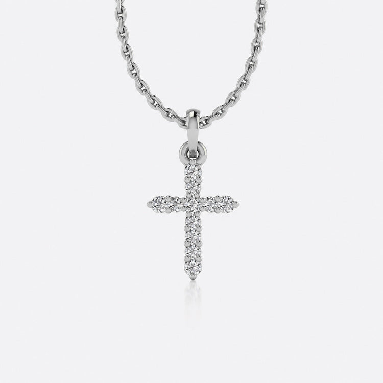 Cross lab-grown diamond pendant necklace in 14k solid white gold