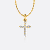 Cross lab-grown diamond pendant necklace in 14k solid yellow gold