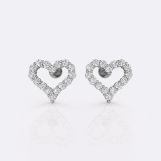 Open heart lab-grown diamond stud earrings in 14k solid white gold