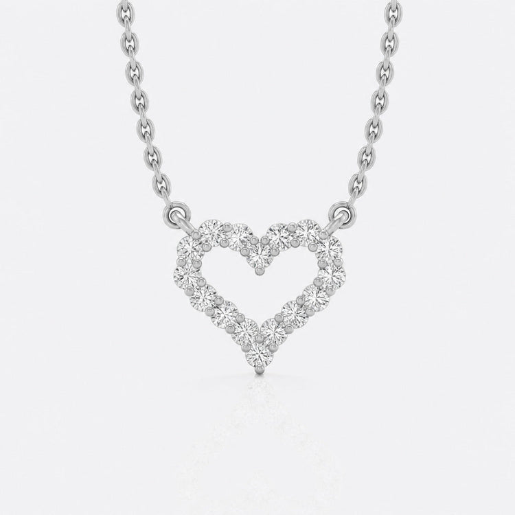 Open heart lab-grown diamond pendant necklace in 14k solid white gold