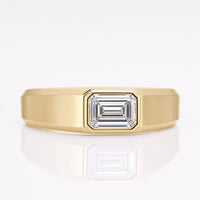 Emerald Cut Lab-Grown Diamond Bezel Setting Men's Ring 1 - 2 CT