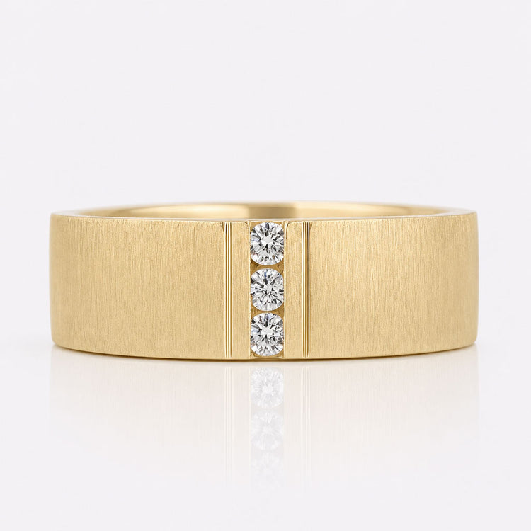 Round Cut Lab-Grown Diamond Brushed Finish 0.1 TCW Men's Ring
